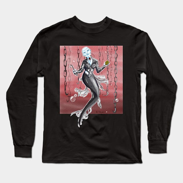 Horror Hell Mermaid Long Sleeve T-Shirt by The Art Of Kimberlee Shaw